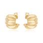 Brinco meia argola trabalhado banhado a ouro 18k - Biju & Cia.