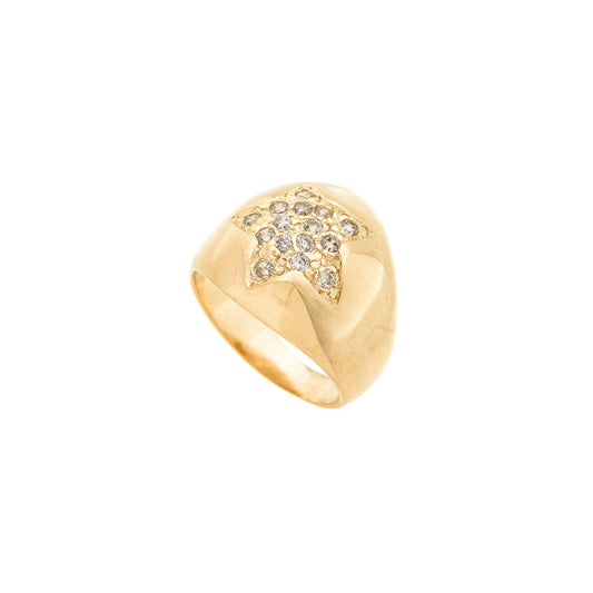 Anel de dedinho com estrela de zircônias banhado a ouro 18k