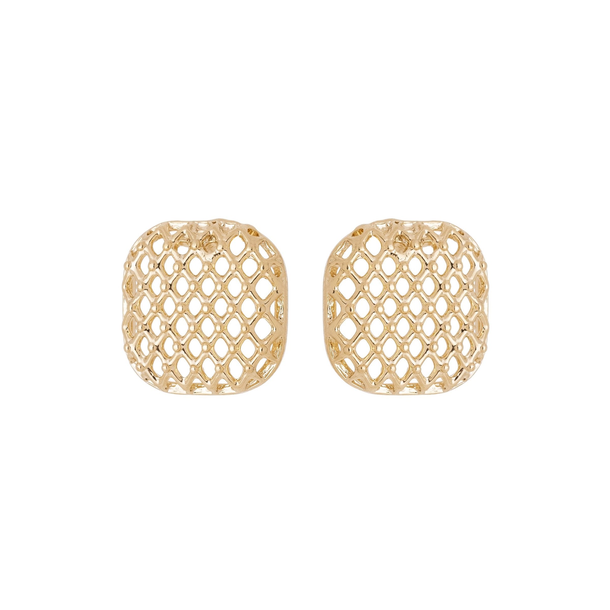 Brinco quadrado vazado banhado a ouro 18k - Biju & Cia.