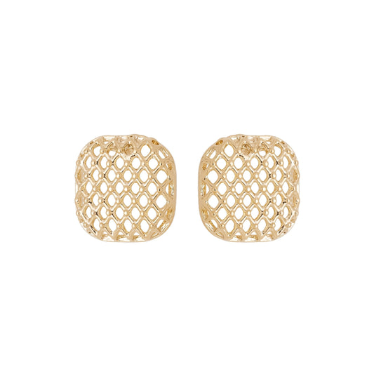 Brinco quadrado vazado banhado a ouro 18k - Biju & Cia.