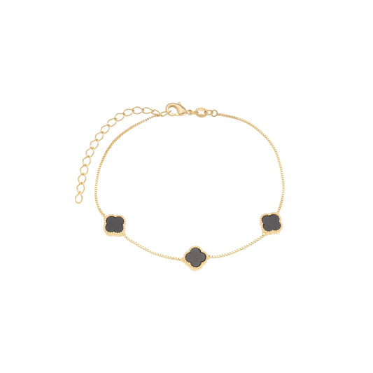 Pulseira com três trevos banhada a ouro 18k - Biju & Cia.
