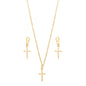 Conjunto de cruz lisa banhado a ouro 18k - Biju & Cia.
