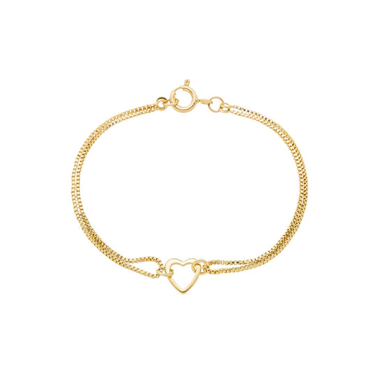 Pulseira infantil com coração banhada a ouro 18k