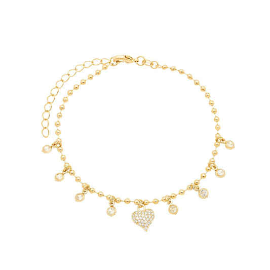 Pulseira coração e zircônias banhada a ouro 18k - Biju & Cia.