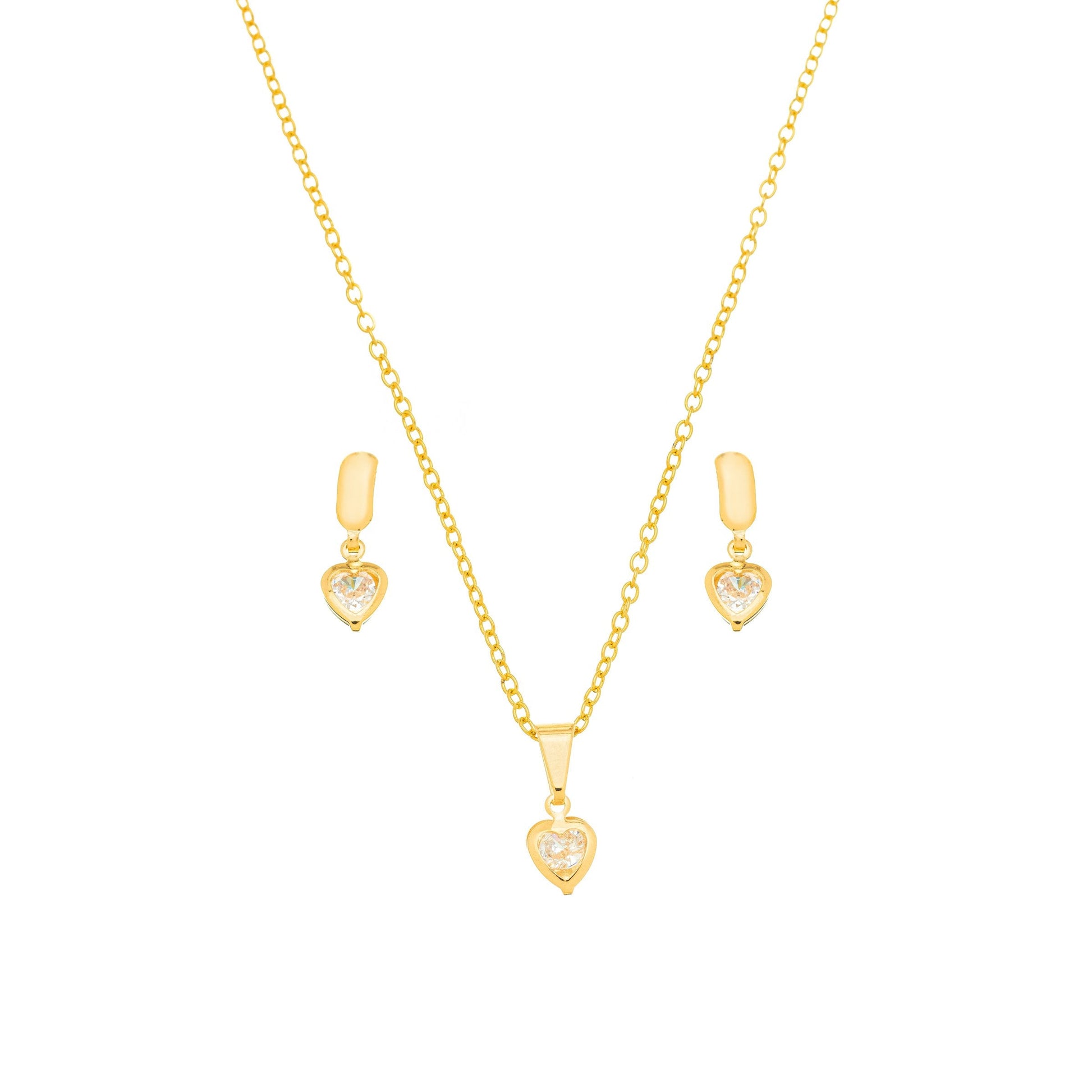 Conjunto coração banhado a ouro 18k - Biju & Cia.