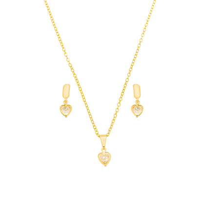 Conjunto coração banhado a ouro 18k - Biju & Cia.