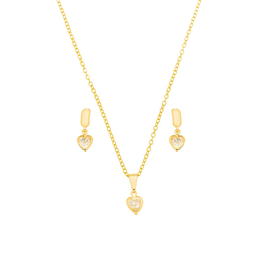 Conjunto coração banhado a ouro 18k - Biju & Cia.
