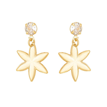 Brinco de flor com zircônia banhado a ouro 18k - Biju & Cia.