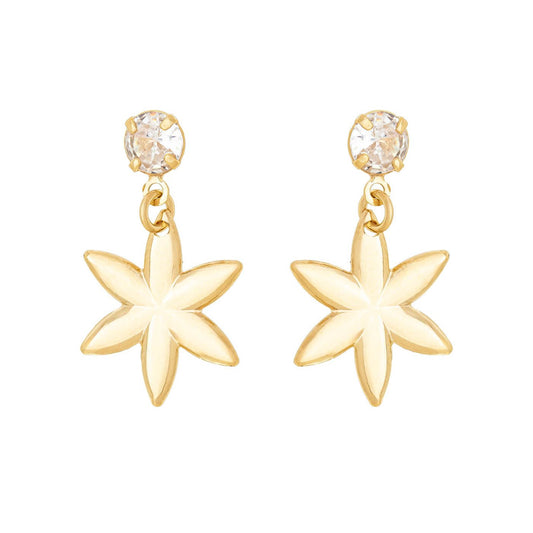 Brinco de flor com zircônia banhado a ouro 18k - Biju & Cia.