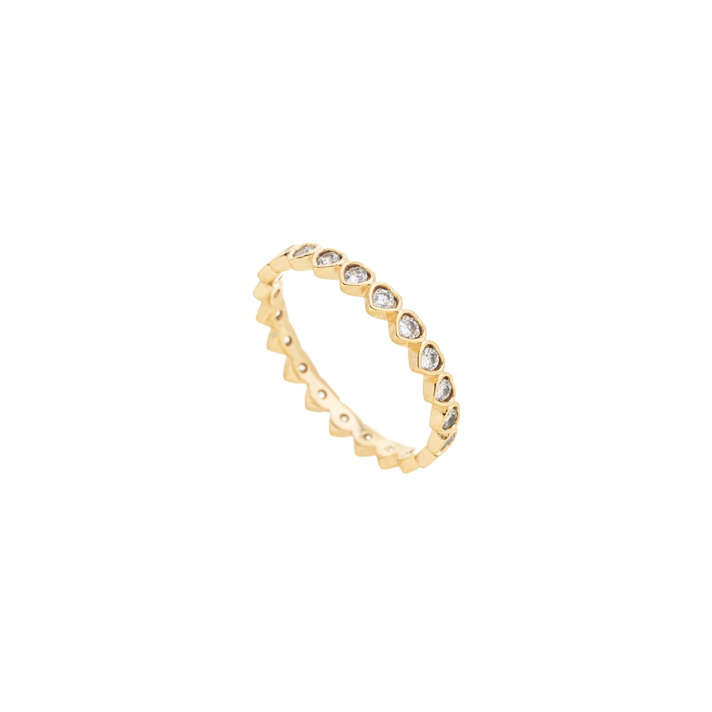 Anel com corações de zircônias banhado a ouro 18k - Biju & Cia.