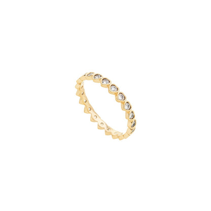 Anel com corações de zircônias banhado a ouro 18k - Biju & Cia.