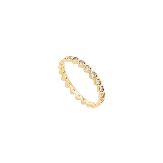 Anel com corações de zircônias banhado a ouro 18k - Biju & Cia.