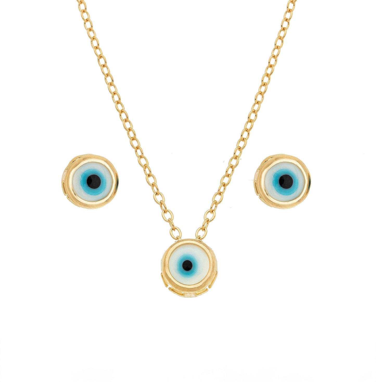 Conjunto olho grego banhado a ouro 18k - Biju & Cia.