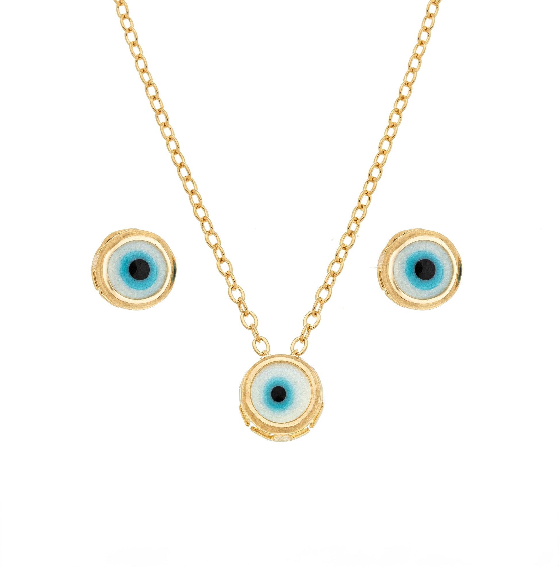 Conjunto olho grego banhado a ouro 18k - Biju & Cia.