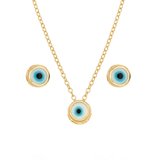 Conjunto olho grego banhado a ouro 18k - Biju & Cia.