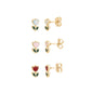 Trio de brincos tulipas banhado a ouro 18k