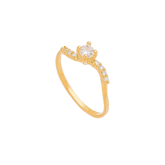 Anel solitário com zircônias banhado a ouro 18k - Biju & Cia.