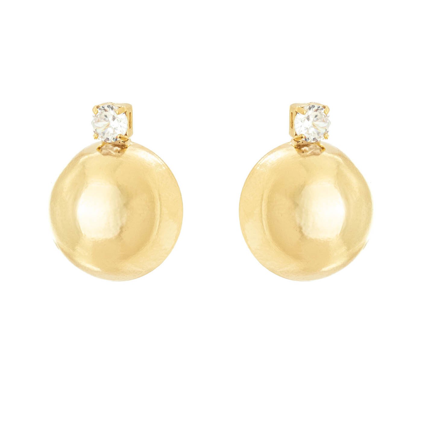 Brinco de meia bola com zircônia banhado a ouro 18k - Biju & Cia.