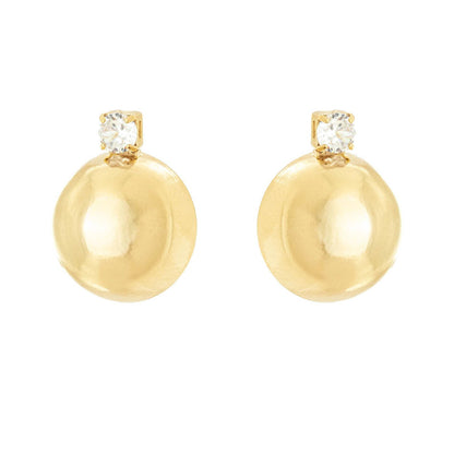 Brinco de meia bola com zircônia banhado a ouro 18k - Biju & Cia.