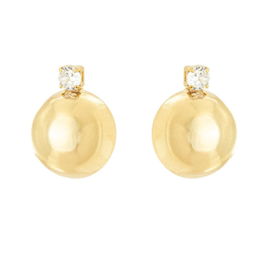 Brinco de meia bola com zircônia banhado a ouro 18k - Biju & Cia.