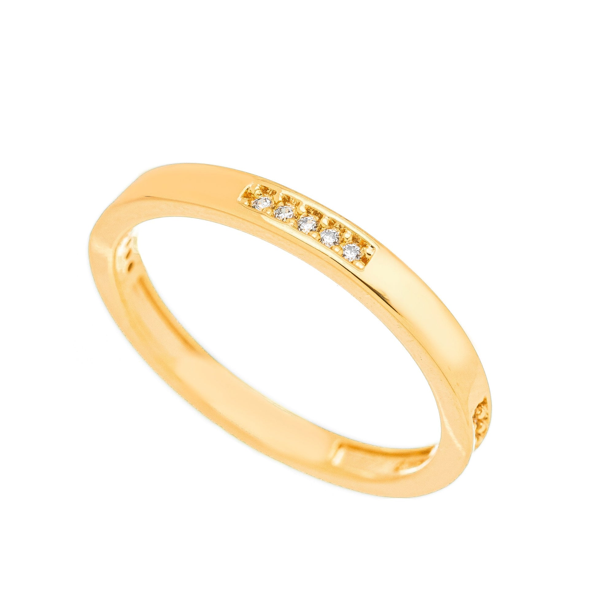 Anel com zircônia banhado a ouro 18k - Biju & Cia.