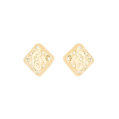 Brinco quadrado com zircônias banhado a ouro 18k - Biju & Cia.