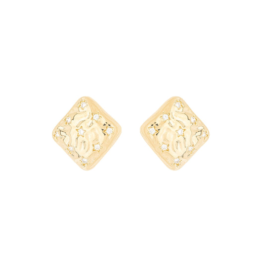 Brinco quadrado com zircônias banhado a ouro 18k - Biju & Cia.