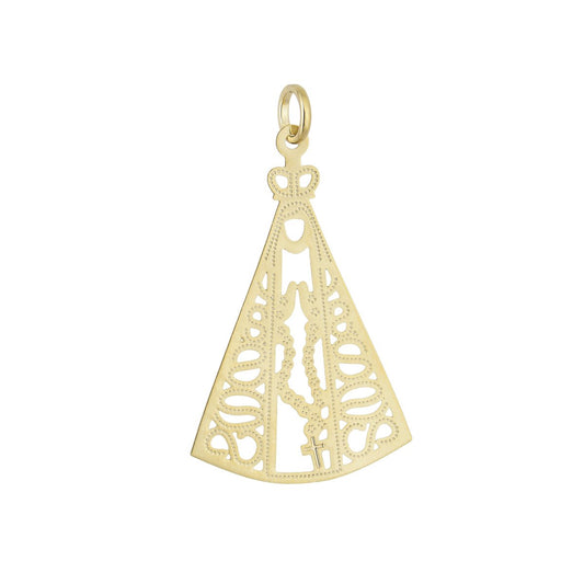 Pingente de Nossa Senhora de Aparecida banhado a ouro 18k - Biju & Cia.