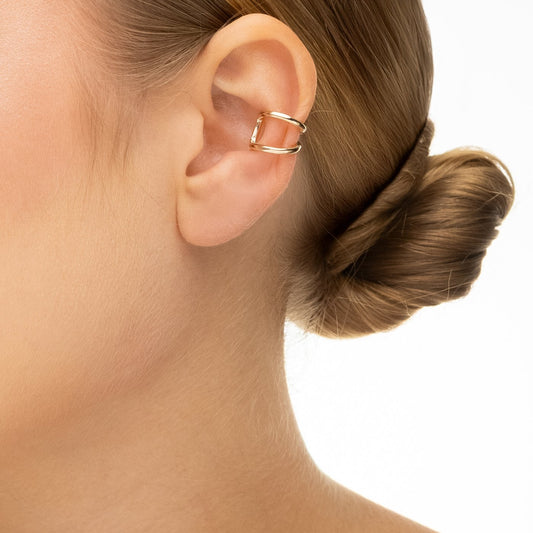 Piercing fake dois fios banhado a ouro 18k