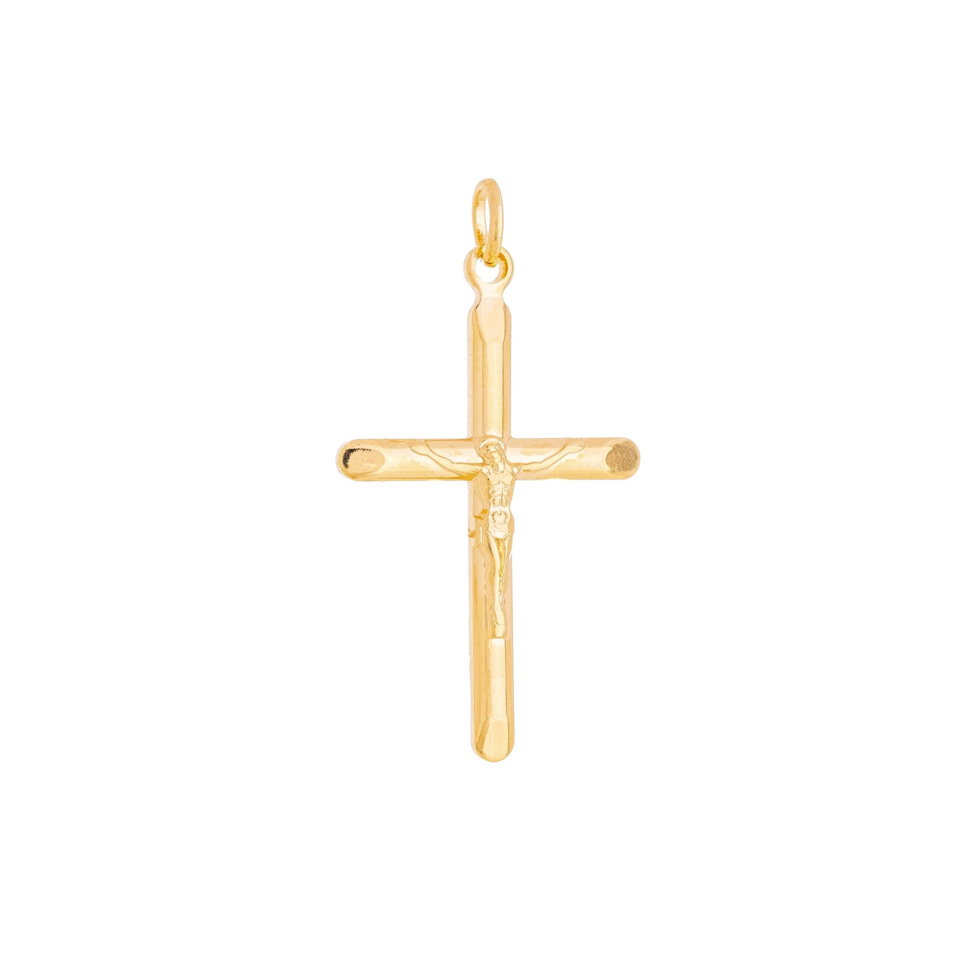 Pingente de cruz com Cristo banhado a ouro 18k - Biju & Cia.