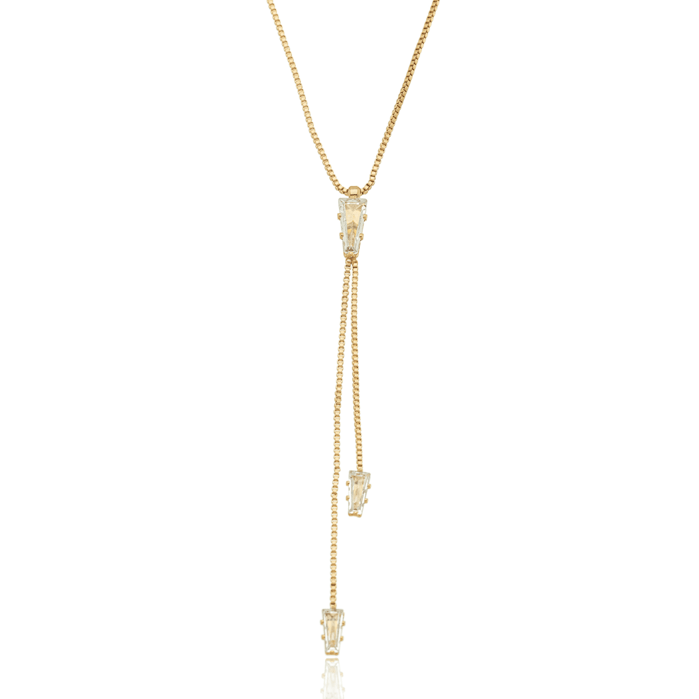 Gargantilha gravata com zircônias banhada a ouro 18k - Biju & Cia.