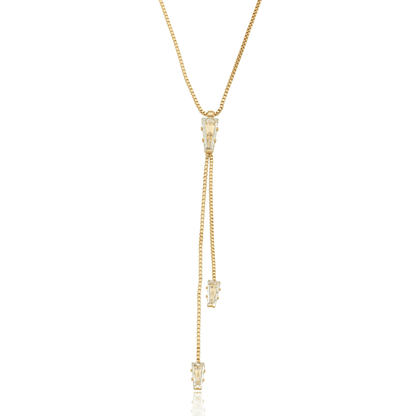 Gargantilha gravata com zircônias banhada a ouro 18k - Biju & Cia.