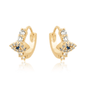 Brinco de argola articulada com olho grego cravejado banhado a ouro 18k - Biju & Cia.