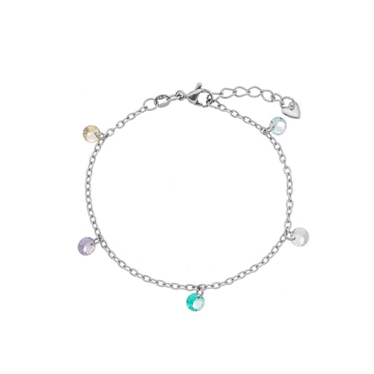 Pulseira com pedras coloridas em aço inox - Biju & Cia.
