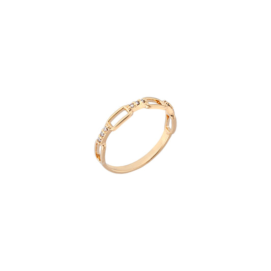 Anel com zircônias banhado a ouro 18k - Biju & Cia.