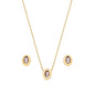 Conjunto oval com pedra banhado a ouro 18k - Biju & Cia.