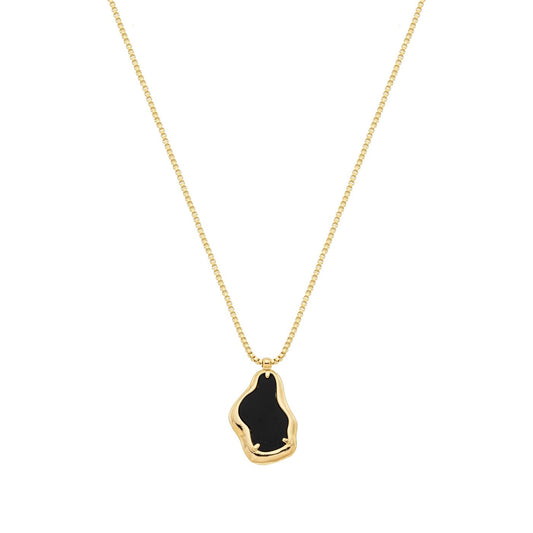 Gargantilha orgânica com acrílico banhada a ouro 18k - Biju & Cia.