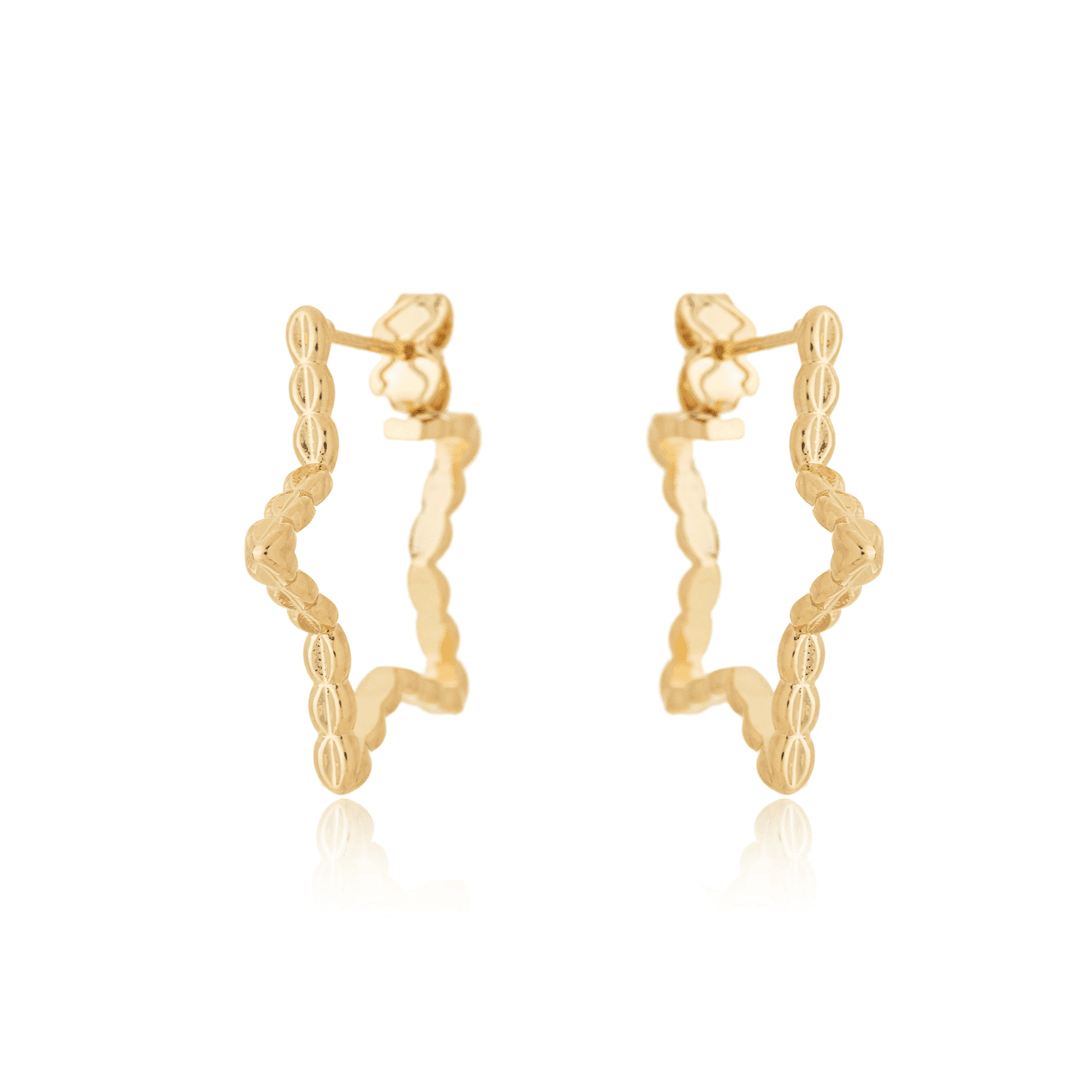 Brinco de argola em formato de estrela banhado a ouro 18k - Biju & Cia.