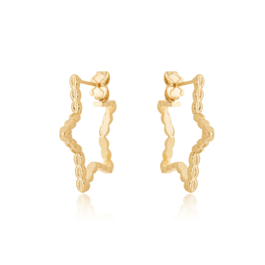 Brinco de argola em formato de estrela banhado a ouro 18k - Biju & Cia.