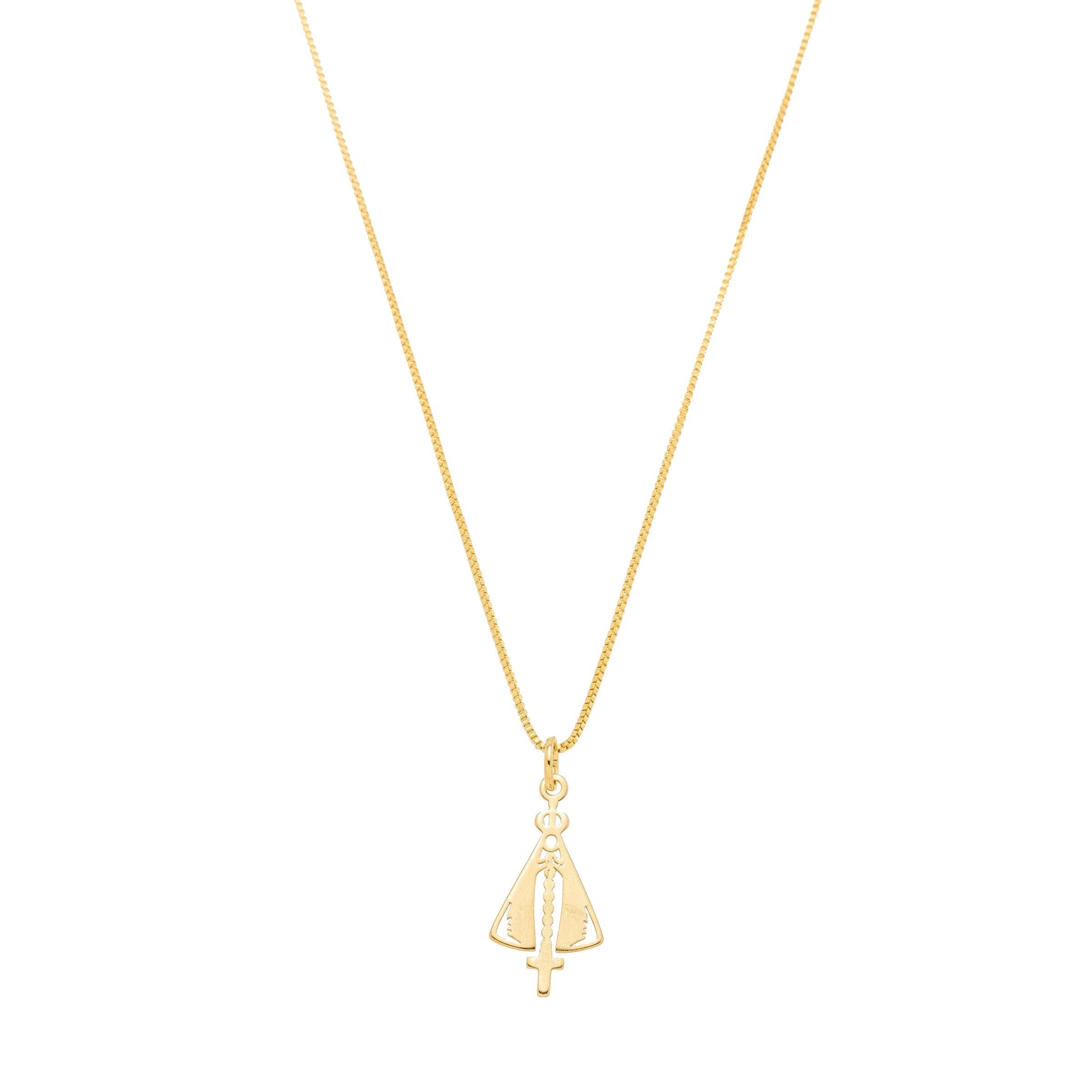Gargantilha de Nossa Senhora de Aparecida banhada a ouro 18k - Biju & Cia.