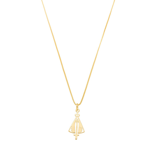 Gargantilha de Nossa Senhora de Aparecida banhada a ouro 18k - Biju & Cia.