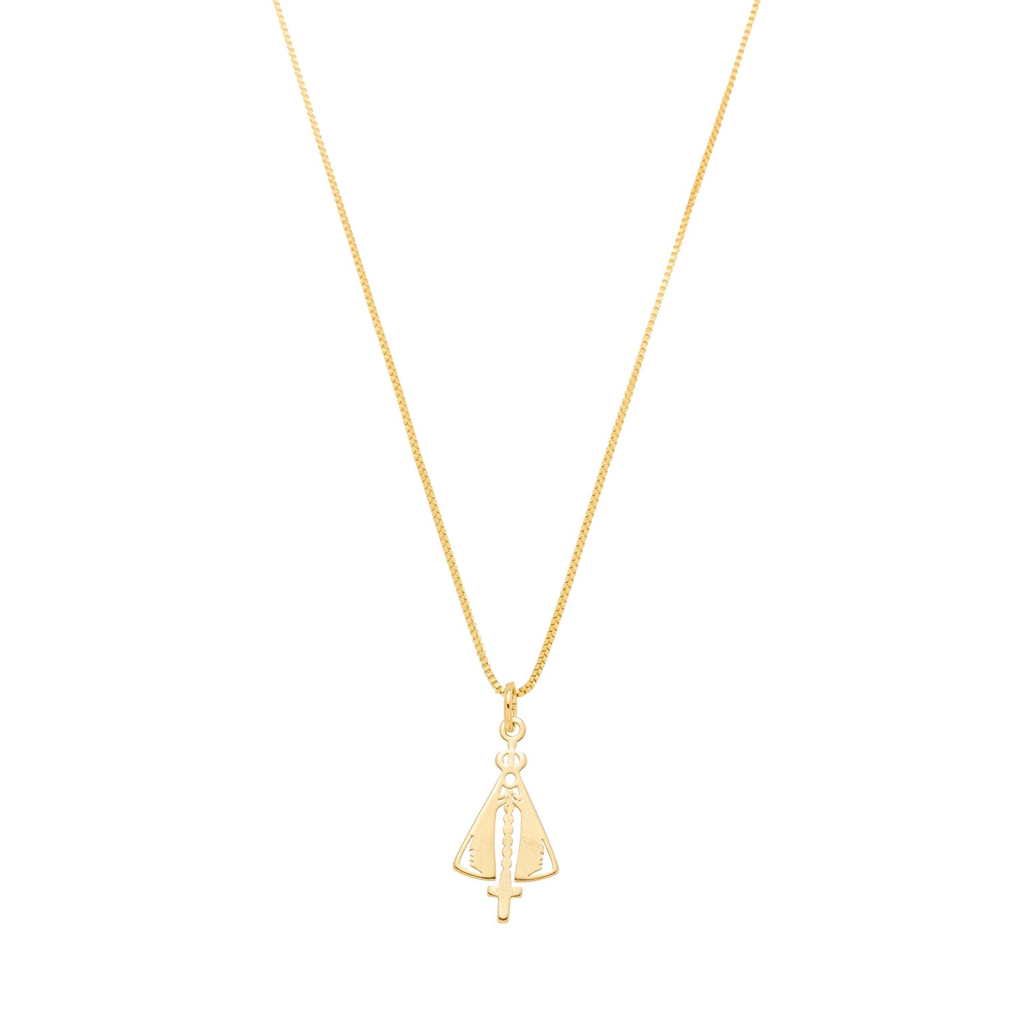 Gargantilha de Nossa Senhora de Aparecida banhada a ouro 18k - Biju & Cia.
