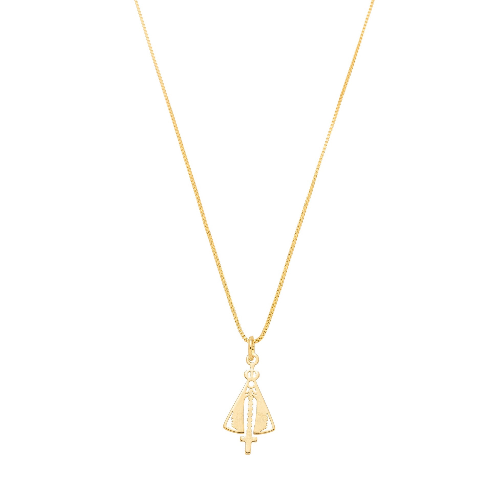 Gargantilha de Nossa Senhora de Aparecida banhada a ouro 18k - Biju & Cia.