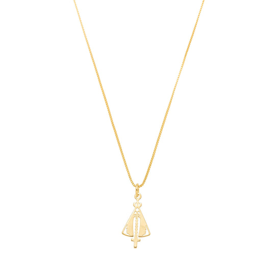 Gargantilha de Nossa Senhora de Aparecida banhada a ouro 18k - Biju & Cia.