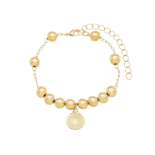 Pulseira bolas com pingente pai nosso banhada a ouro 18k - Biju & Cia.