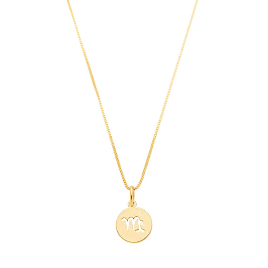 Gargantilha com pingente redondo de signos banhada a ouro 18k - Biju & Cia.