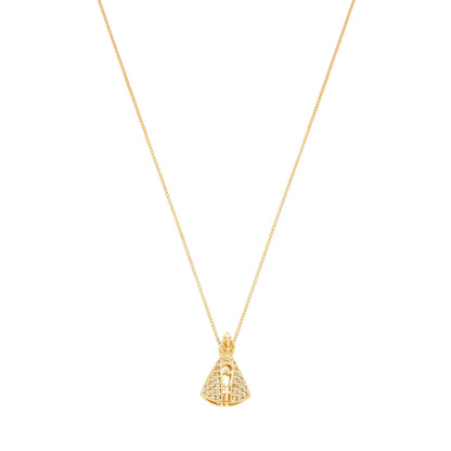 Gargantilha de Nossa Senhora de Aparecida cravejada banhada a ouro 18k - Biju & Cia.