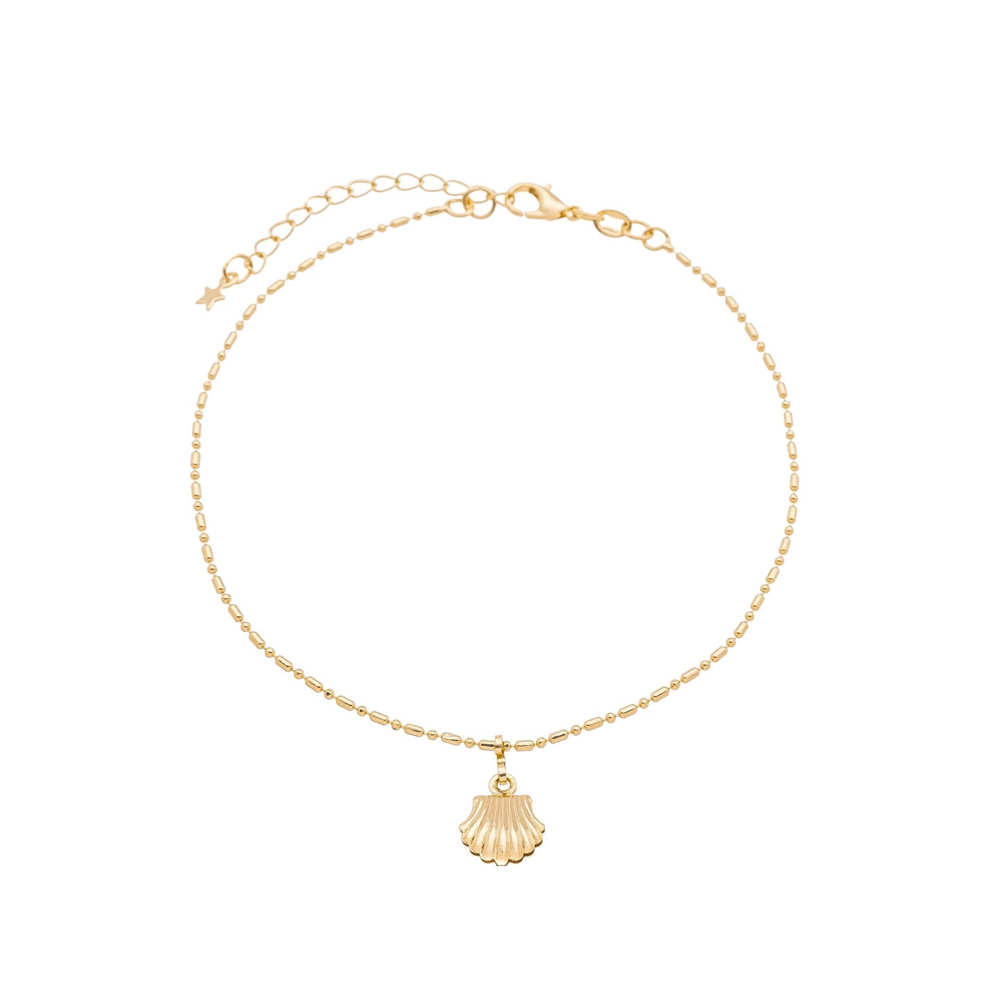 Tornozeleira com concha banhada a ouro 18k - Biju & Cia.