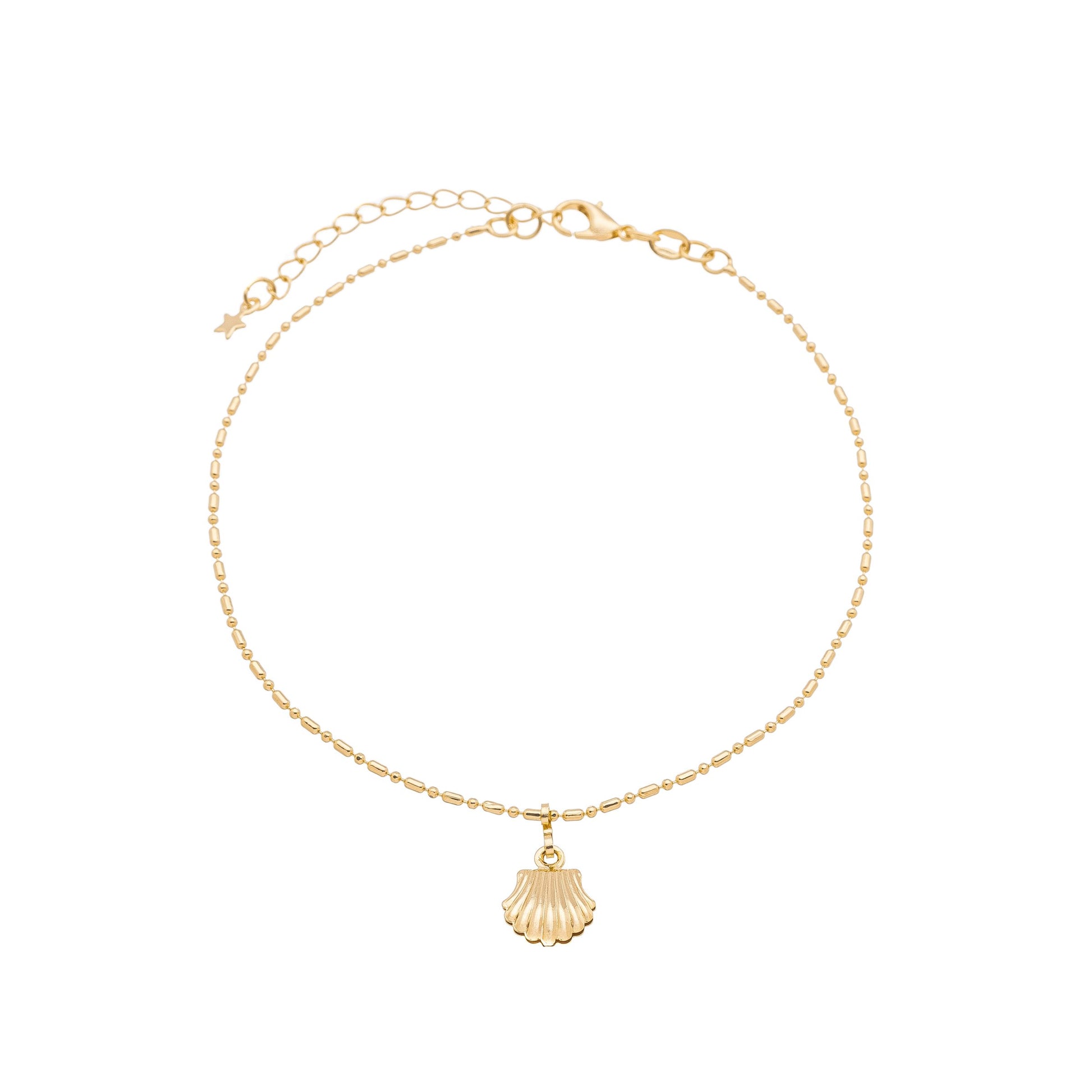Tornozeleira com concha banhada a ouro 18k - Biju & Cia.