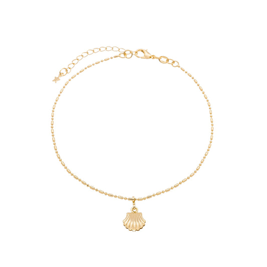 Tornozeleira com concha banhada a ouro 18k - Biju & Cia.